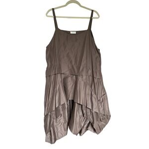 Krista Larson‎ Brown Silk Dress Striped Sleeveless One Size Ruffled Tiered Fall